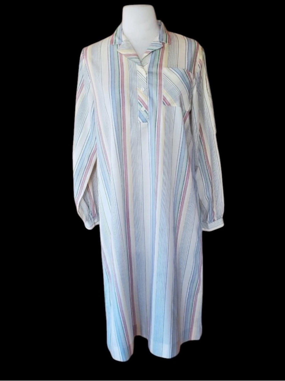 Late 70s/Early 80s‎ Career Guild Multi-Color Striped Shirtdress